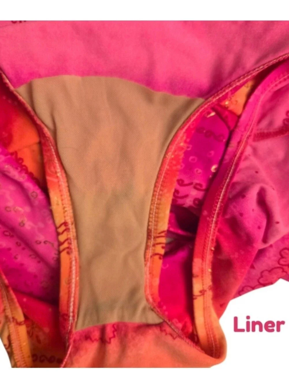 🧡 Bright Pink & Orange Shimmery One Piece Girls Swimsuit by Backflips (NWOT)